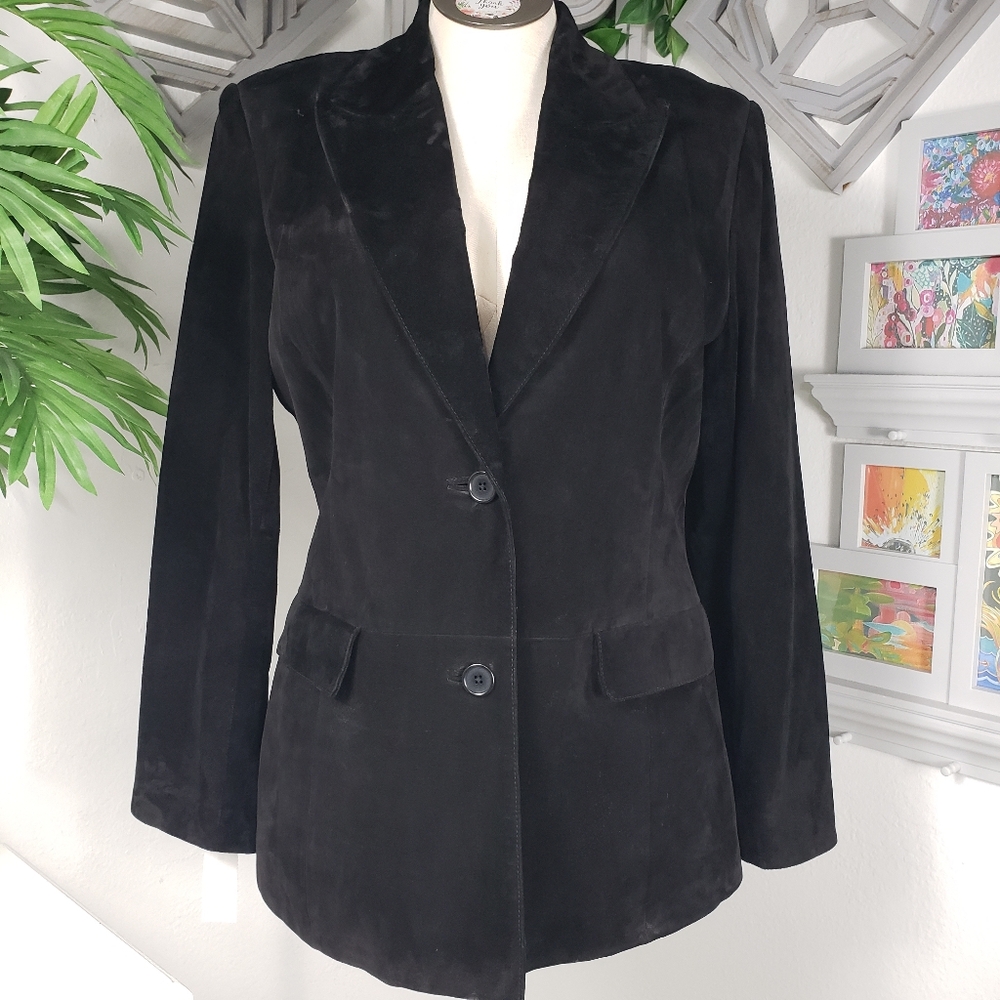 Lord & Taylor Black Suede Leather - Western Cowgirl Grunge Y2K Vintage Preppy